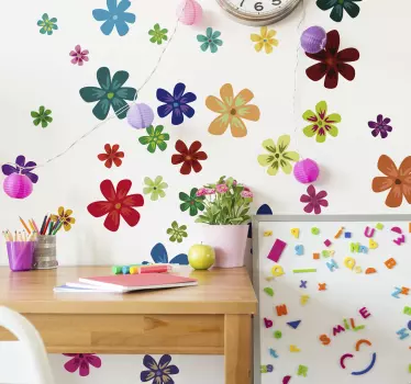 Adesivo murale fiore Stampa artistica con fiori colorati - TenStickers