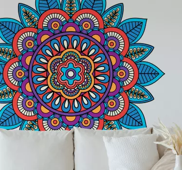 Adesivo murale floreale Luminoso mandala colorato - TenStickers