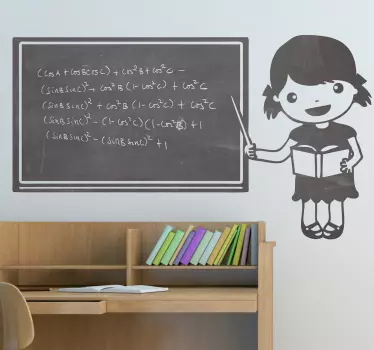 Adesivo murale lavagna bimba professoressa - TenStickers