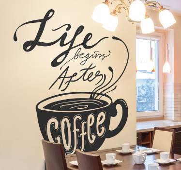 Scritta adesiva per pareti life after coffee - TenStickers
