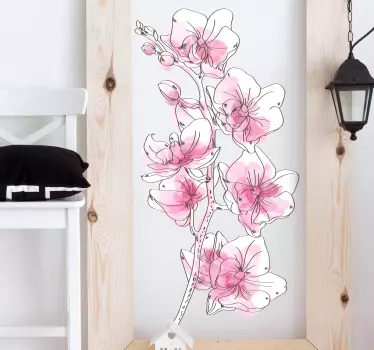 Adesivo murale camera da letto orchidea acquerello - TenStickers