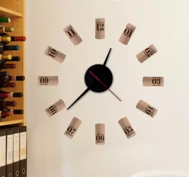 Adesivo murale cucina orologio reale effetto sughero - TenStickers