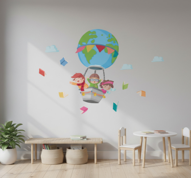 Adesivo murale palloncino volante con bambini - TenStickers