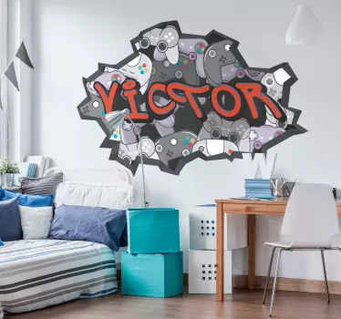 Adesivo murale camera ragazzi graffiti per i giocatori - TenStickers
