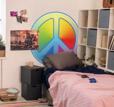 Adesivo murale camera ragazzi simbolo della pace a colori - TenStickers