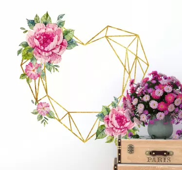 Adesivo murale camera da letto rose rosa e cuore - TenStickers
