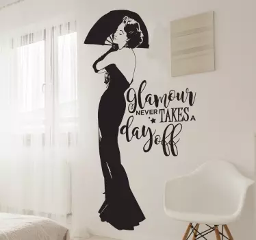 Adesivo murale camera da letto sagoma donna con frase - TenStickers