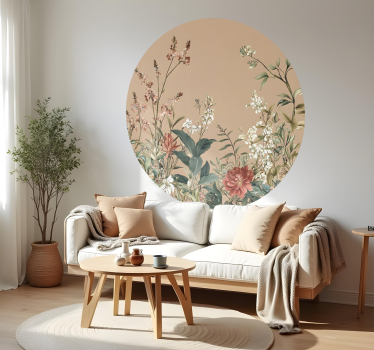 Adesivo murale santuario floreale cerchio beige - TenStickers