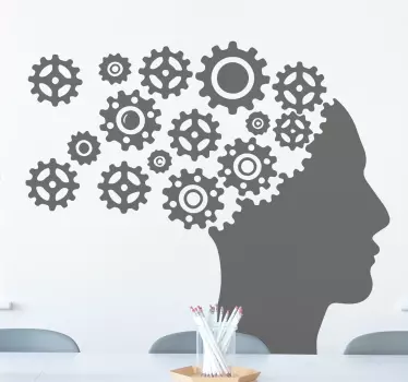 Adesivo murale scienza concetto ingranaggi cervello - TenStickers