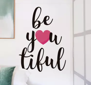 Adesivo murale camera da letto scritta beautiful - TenStickers