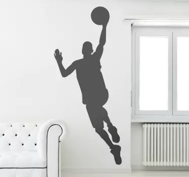 Adesivo murale silhouette tiro a canestro - TenStickers
