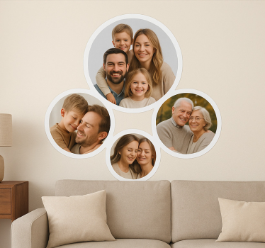 Adesivo murale soggiorno immagini rotonde personalizzate - TenStickers