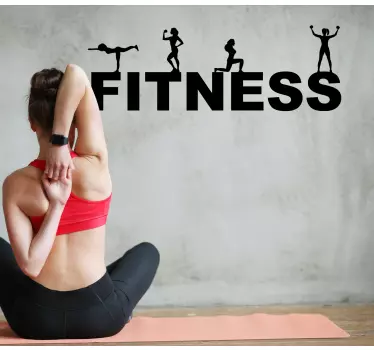 Adesivo murale sport Fitness con formazione di sagome di donna - TenStickers