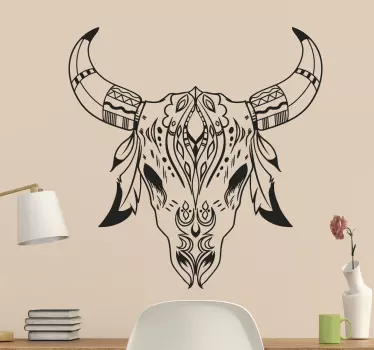 Adesivo murale Testa Bufalo Etnica - TenStickers