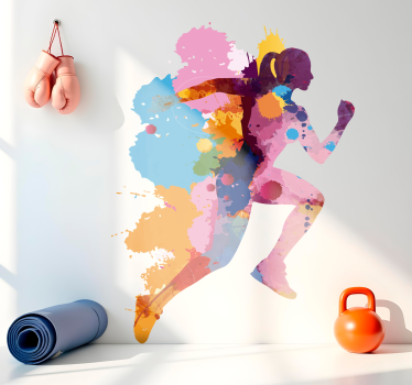 Adesivi animali per bambini donna che corre e dipinge - TenStickers