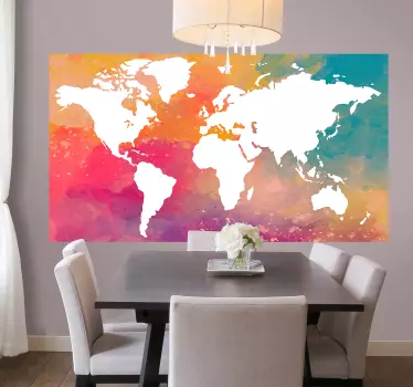 Adesivi animali per bambini mappa del mondo colorata - TenStickers