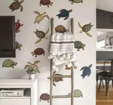 Adesivi animali per bambini motivi di tartarughe vivaci - TenStickers
