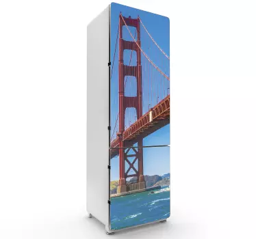 Adesivo per frigo ponte del cancello dorato - TenStickers