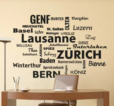 Adesivo nomi città Svizzera - TenStickers