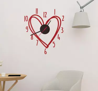Adesivo orologio decorazione San Valentino - TenStickers