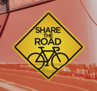 Adesivo per auto segnale condividi la strada bici - TenStickers