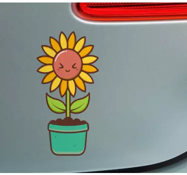 Adesivo per auto vaso di fiori felice - TenStickers