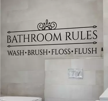 Adesivo per bagno regole del bagno - TenStickers