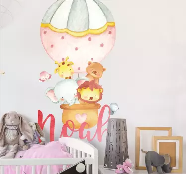 Adesivo per bambini avventura in mongolfiera personalizzata - TenStickers