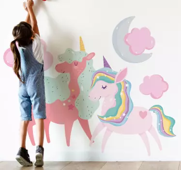 Adesivo per bambini con immagini di unicorni carini - TenStickers