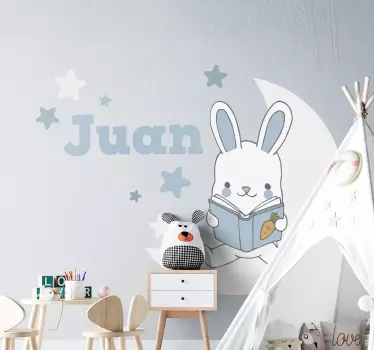 Adesivo per bambini coniglio che legge un libro - TenStickers