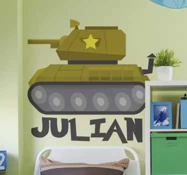 Adesivo per bambini decorazione a tema carro armato - TenStickers