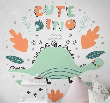 Adesivo per bambini design di un dinosauro carino - TenStickers