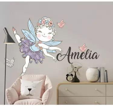 Adesivo per bambini fata incantata con farfalle - TenStickers
