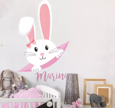 Adesivo cameretta neonato grafica con coniglio carino - TenStickers