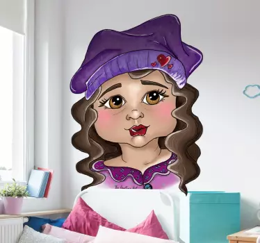 Adesivo per bambini illustrazione di ragazza incantevole - TenStickers