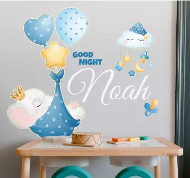 Adesivo cameretta neonato palloncini elefante sognante - TenStickers