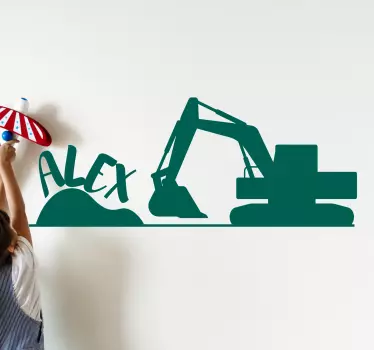 Adesivo per bambini personalizzazione nome escavatore - TenStickers