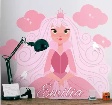Adesivo per bambini personalizzazione principessa - TenStickers