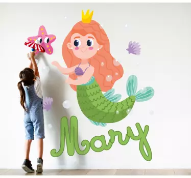 Adesivo per bambini personalizzazione sirena divertente - TenStickers
