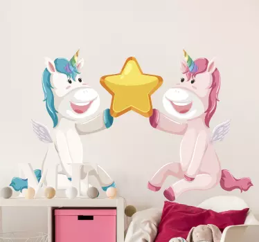 Adesivo per bambini unicorni con stelle - TenStickers