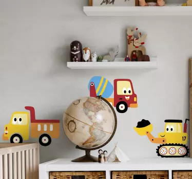 Adesivo per bambini veicoli da cartone colorati - TenStickers