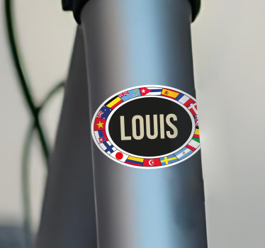Adesivo bici bandiere e testo personalizzato - TenStickers