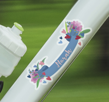 Adesivo per bici banner personalizzato floreale - TenStickers