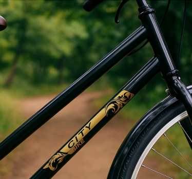 Adesivo per bici cornice nera e oro - TenStickers