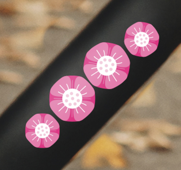 Adesivo per bici composizione botanica rosa - TenStickers