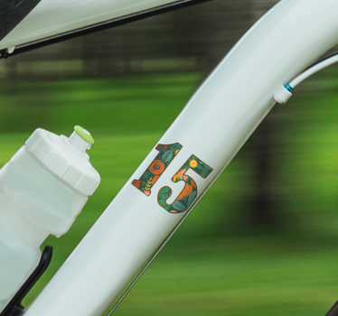 Adesivo per bici decorazione numeri floreali - TenStickers