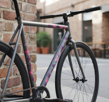 Adesivo per bici grafiche farfalla floreale rosa - TenStickers