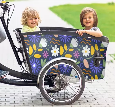 Adesivo per bici stile di composizione floreale - TenStickers