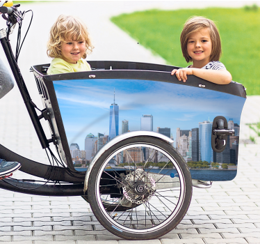 Adesivo per bici vista dello skyline urbano - TenStickers