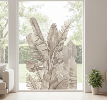 Adesivo per finestra foglie di palma beige - TenStickers